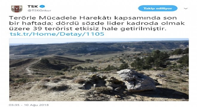 1 haftada 39 terörist etkisiz hale getirildi