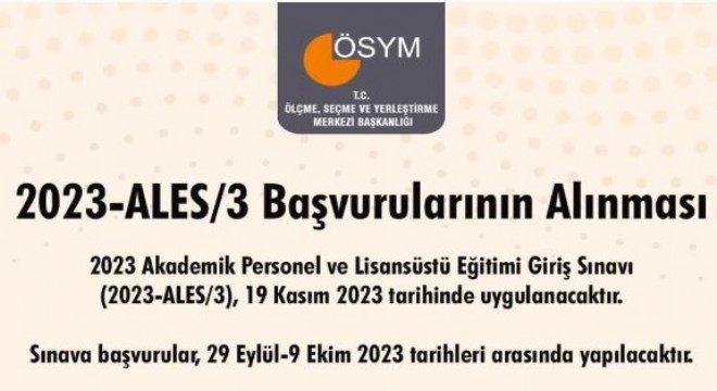 2023-ALES/3 başvuruları başladı