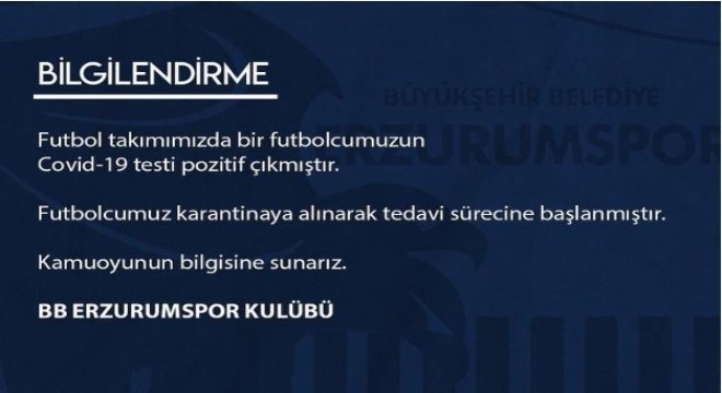 Erzurumspor’da 2’inci şok!