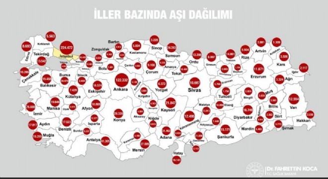 Koca, Türkiye Covid-19 aşılama haritasını paylaştı