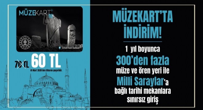 Müzekart 1 Mart tan itibaren 60 TL