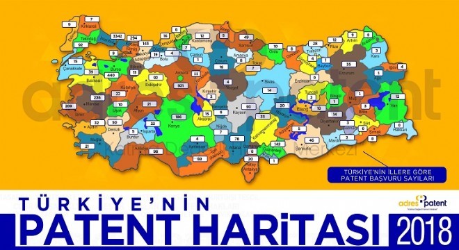 İşte Türkiye’nin 2018 yılı patent haritası